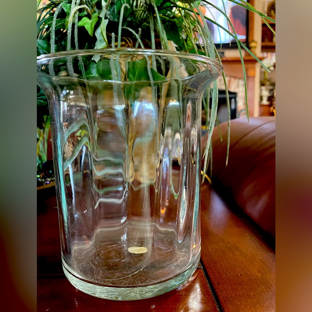 Vintage OLD FASHION ICE BUCKET clear glass 6”x 6 1/2” a variety of uses Elegant!